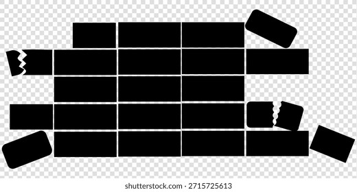 Silueta de pared de ladrillo en negro | Vector de ilustración de patrón de construcción Formato