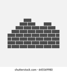 Brick wall simple icon. Monochrome illustration.