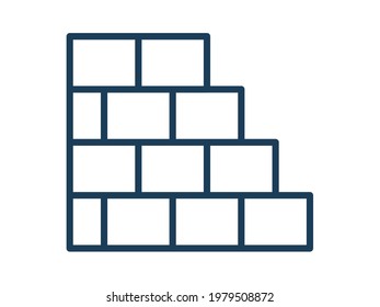 brick wall single icon white isolated background with outline style