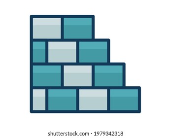 icono aislado de pared de ladrillo con estilo de línea relleno