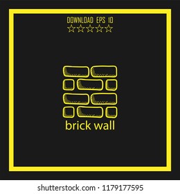 brick wall sketch vector icon