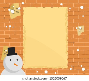 brick wall snowman wallpaper mold snowing wanted  