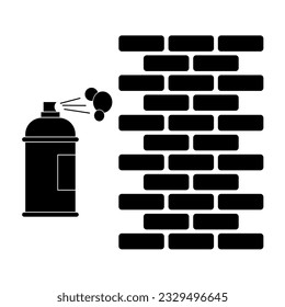 Icono de pared de ladrillo y pintura de aerosol en estilo de diseño moderno