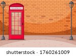Brick wall street scene with telephon box illustration