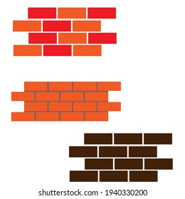 Brick wall template set isolated on white flat style
