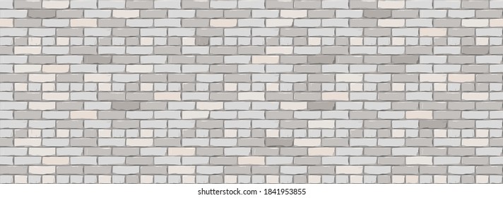 Brick Wall Texture Background. Digital llustration of White Color Brickwall. Seamless Pattern in Loft Style. Vector Illustration. EPS 10