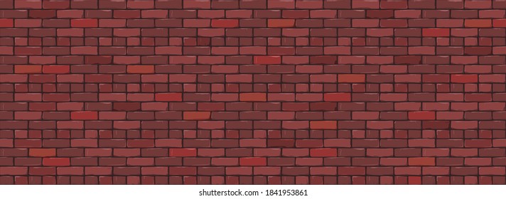 Brick Wall Texture Background. Digital llustration of Red Color Brickwall. Seamless Pattern in Loft Style. Vector Illustration. EPS 10