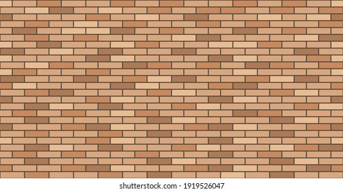 Brick wall texture. Wall masonry seamless pattern, background for house exterio facade decor. Flat brick stones, front view. Vector illustration