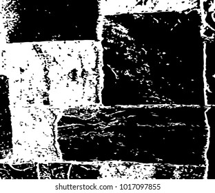 Brick wall texture for your amazing design. Stone wall in vector. Grunge background. Grain particles and dusty. Multipurpose template in black and white colors.
