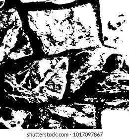Brick wall texture for your amazing design. Stone wall in vector. Grunge background. Grain particles and dusty. Multipurpose template in black and white colors.