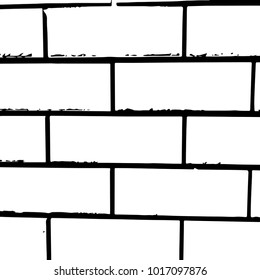 Brick wall texture for your amazing design. Stone wall in vector. Grunge background. Grain particles and dusty. Multipurpose template in black and white colors.