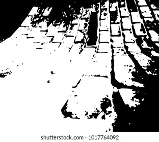 Brick wall texture for your amazing design. Stone wall in vector. Grunge background. Grain particles and dusty. Multipurpose template in black and white colors.