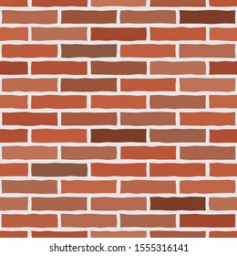 Brick wall textured wallpaper. Seamless vector pattern. Background material. Modern design. Geometric style. Stone wall. Vector seamless textured pattern. Brown and orange brick background.