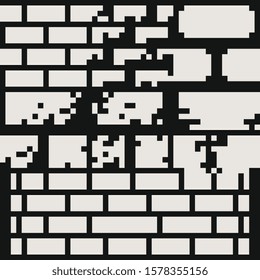 Brick wall textures tile seamless pattern set for pixel art style game. Isolated vector illustration. 8-bit. Design for stickers, logo, mobile app.