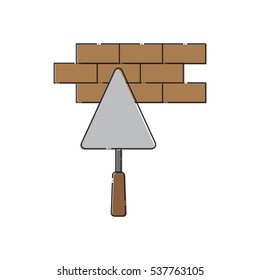 Brick wall with trowel icon