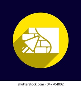 Concepto de símbolo de logotipo de Botón de icono de paleta de pared de ladrillo.