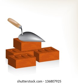 Brick wall and trowel illustration, Vector