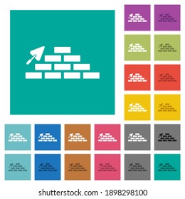 Backsteinwand und Stuhl mehrfarbige Flachsymbole auf einfarbigem Hintergrund. Weiße und dunklere Icon-Variationen für Hover oder aktive Effekte.