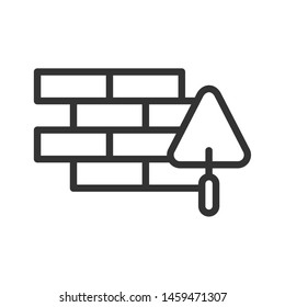 brick wall and trowel outline ui web icon. construction vector icon for web, mobile and user interface design isolated on white background