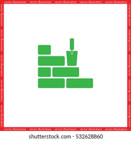 brick wall trowel vector icon