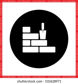 brick wall trowel vector icon