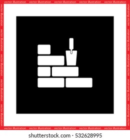 brick wall trowel vector icon