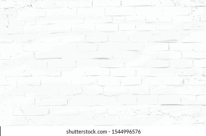 Brick wall unique vector pattern with weathered hand-painted white bricks