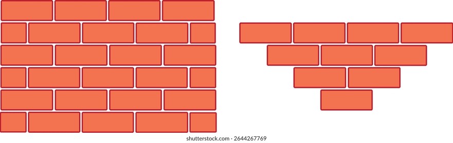 Brick wall vactor icon.design element for banner, precisely rendered, red brick wall vector illustration,
