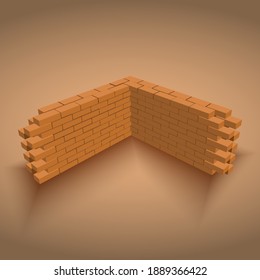 Brick wall in various stated, Brick Wall Redbrick wall in various states of construction.