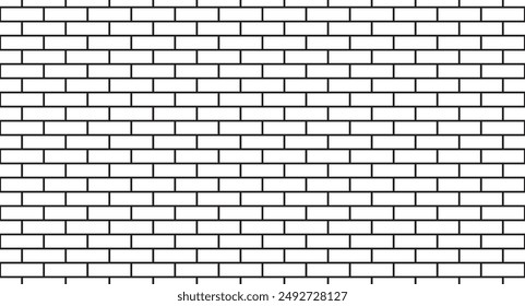 brick wall vector art simple outline design isolated white background