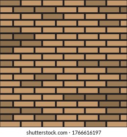 Brick wall vector background, brown and black colors, abstract brickwork texture.