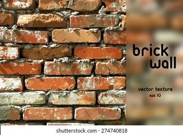 Brick wall. Vector background. You can remove blurred part and use full background