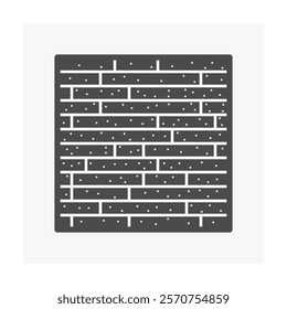 Brick wall vector icon design. Natural material to build, masonry to panels wall, fence or retainer wall, fireplace consist of texture pattern of rectangular block shape and bonded by mortar cement.