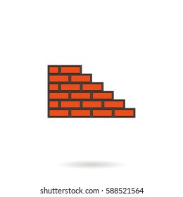 Brick wall vector icon. Illustration isolated on white background for graphic and web design.