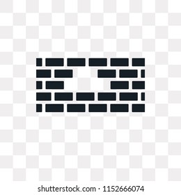Brick wall vector icon isolated on transparent background, Brick wall logo concept