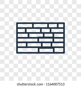 Brick wall vector icon isolated on transparent background, Brick wall logo concept