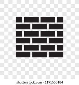 Brick wall vector icon isolated on transparent background, Brick wall transparency logo concept