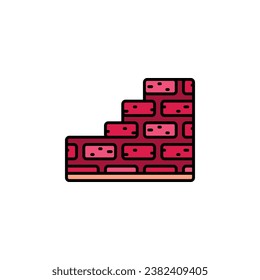 icono del vector de pared de ladrillo. estilo de línea rellenado con icono inmobiliario. uso perfecto para logotipo, presentación, sitio web y más. estilo de línea de color de diseño de iconos moderno