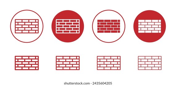 Brick wall vector icon set collection. Brick wall Outline flat Icon.