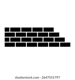 Ícone de vetor de parede de tijolo. Silhueta estilizada de textura de alvenaria ou alvenaria para construção, arquitetura, materiais de construção ou projetos de design de reparos. Ilustração isolada.