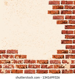 Brick wall vector illustration backgrond. Place for your text. Grunge textured backdrop for banner, lettering, graffiti.