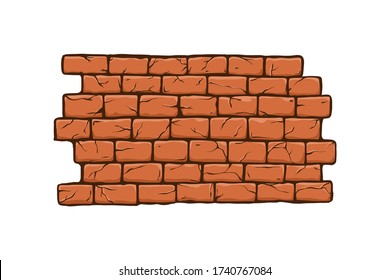 Brick Wall vector illustration, old ancient or aged rectangle bricks for poster on house facade decoration, exterior, rough vintage interior of room. Sketchy style for logo, icon, card, web site, ad
