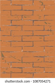 Brick wall vector puttern, urban wall,stamp print, post.