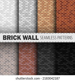 Brick wall vector seamless textures collection in different colors. Best for wallpapers, background, surface and web design. - Shutterstock ID 2183042187