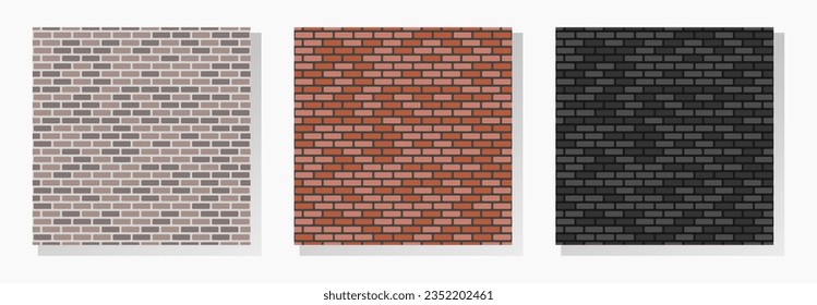 Brick wall vector seamless textures collection in different colors. Best for wallpapers, background, surface and web design.