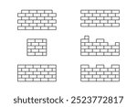 Brick Wall Vector Set. Outline Style Construction Elements