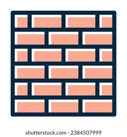La Línea Espesa Del Vector De Pared De Ladrillo Llenó Iconos De Colores Oscuros Para Uso Personal Y Comercial.
