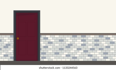 Brick wall wallpaper. vector. background. door vector. free space for text.