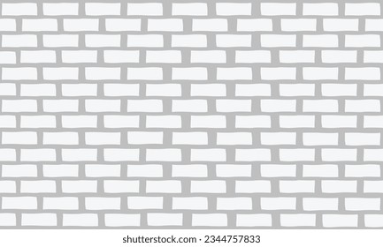 Brick wall white flat design vector background. brick wall pattern on gray backdrop