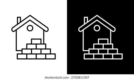 Diseño de conjunto de iconos blancos de pared de ladrillo